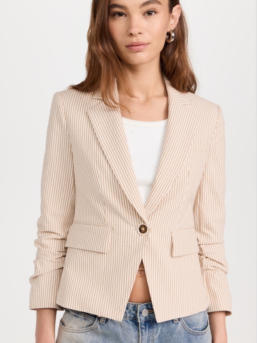 Veronica Beard Cream Striped Aaliyah Dickey Jacket size 4 ( sample line)